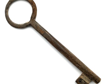 One LARGE Vintage Skeleton Key Old Rusty Iron Antique Prison Jail Cell Key Free USA Shipping LK35