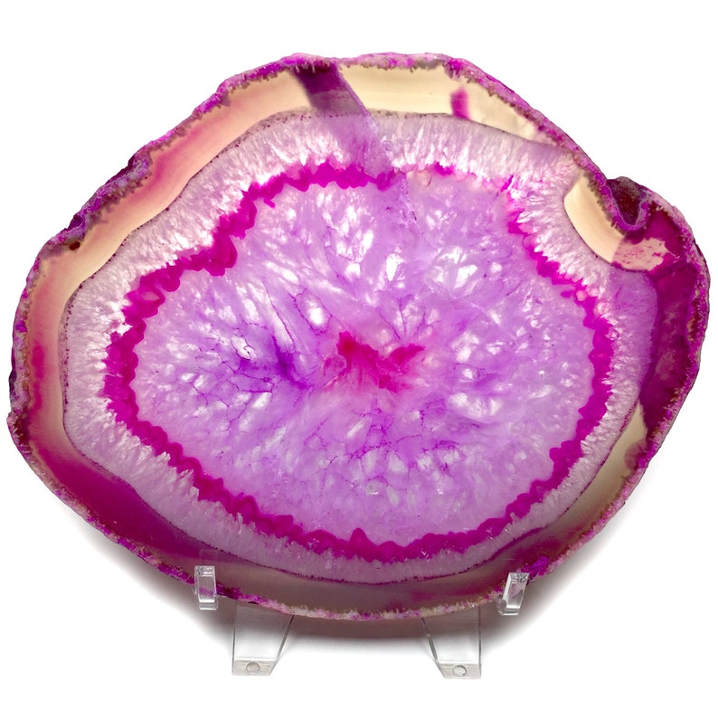 Large Pink Agate Slice Geode Polished Crystal Quartz ...