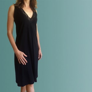 Hayman Organic Black Cotton Nightgown with Lace