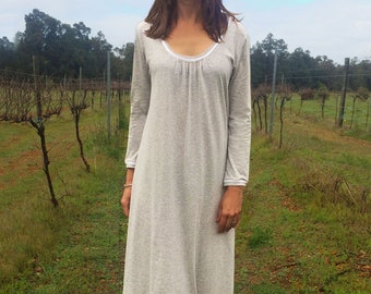 Aspen Winter Organic Cotton Nightgown - Grey and White