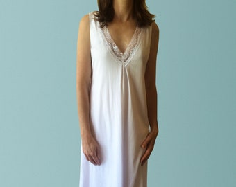 Hayman Organic White Cotton Nightgown with Lace