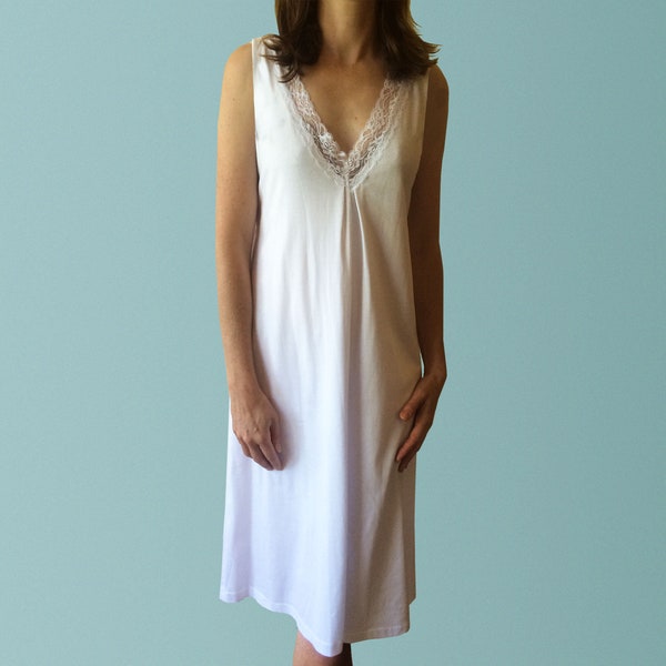 Hayman Organic White Cotton Nightgown with Lace