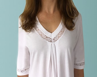 Miami Chemise de nuit en coton biologique avec dentelle