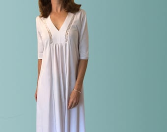 Tahiti Organic Cotton Nightgown with Lace