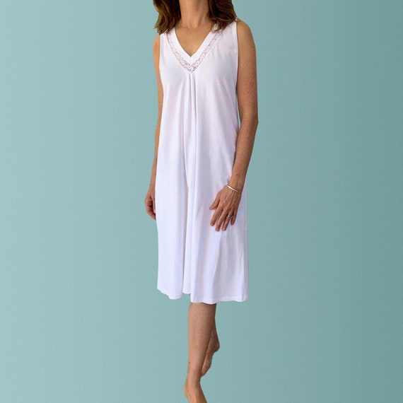 Miami Summer Organic White Cotton Nightgown With Lace