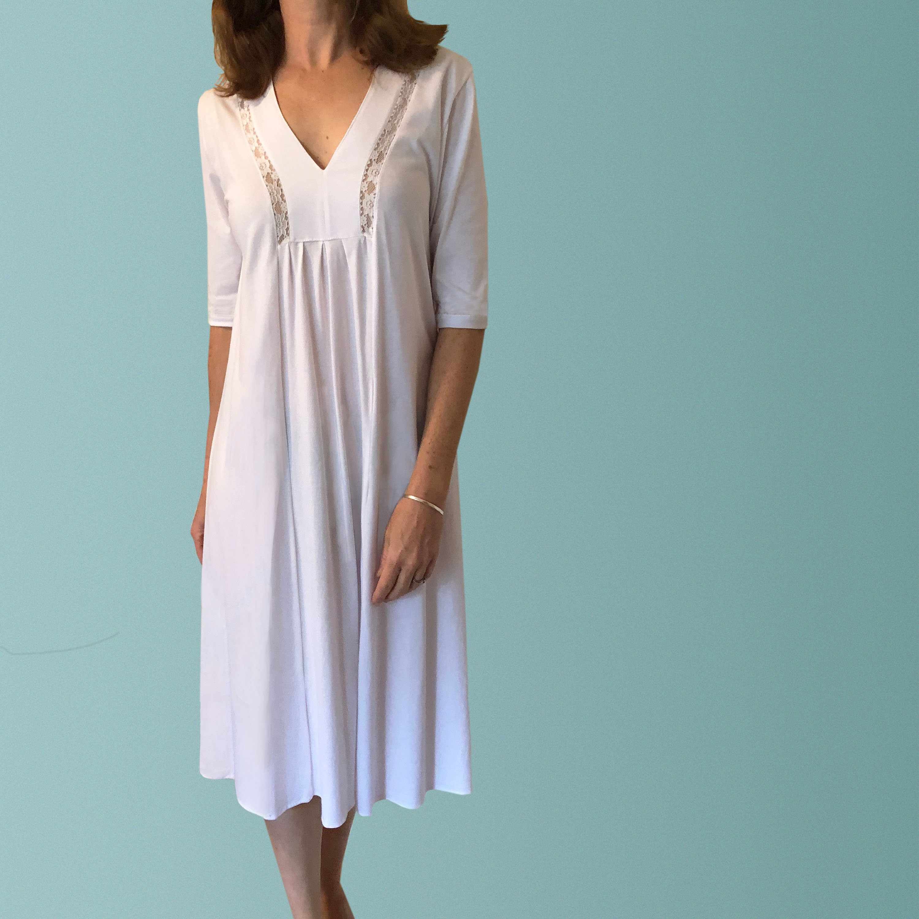 Tahiti Organic Cotton Nightgown With Lace Etsy