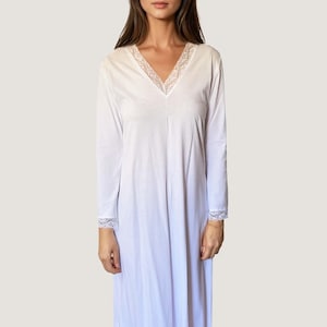 Mustique Long Winter Organic Cotton Nightgown - White