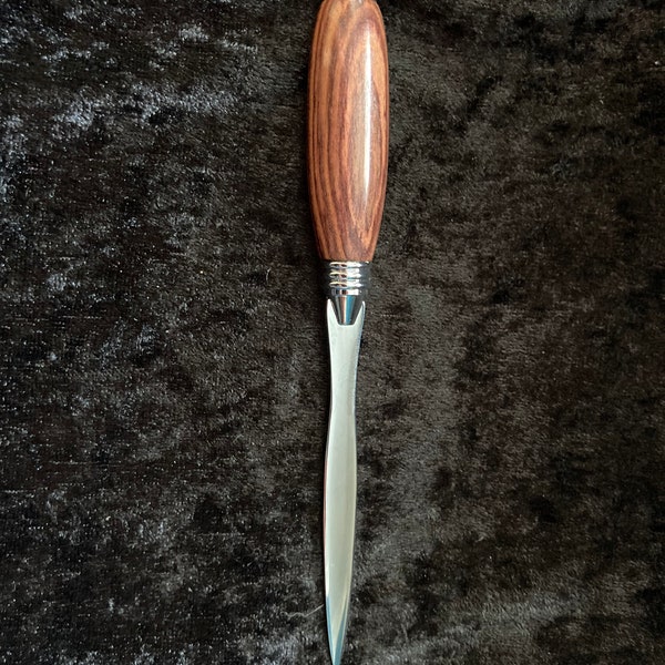Handturned wooden handle letter opener king wood chrome blade