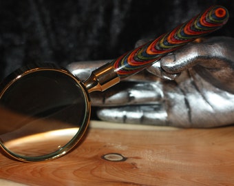 Handturned wood handle magnifying glass