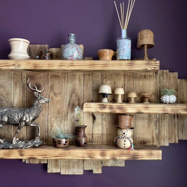 Rustic reclaimed  wooden wall shelving units