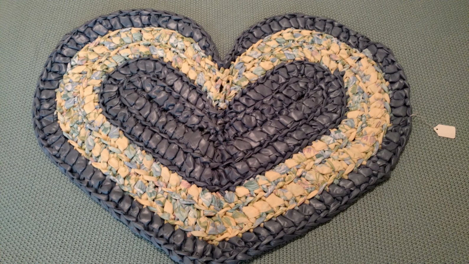 Crocheted Heart shaped rag rug Etsy