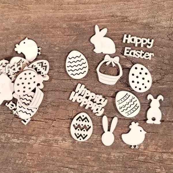 NEW Small or Large Size Cute "Easter Minis" Wood Laser Cutouts - 12 or 24 Assorted Pieces - A "Big Red's Craft Barn" Exclusive!