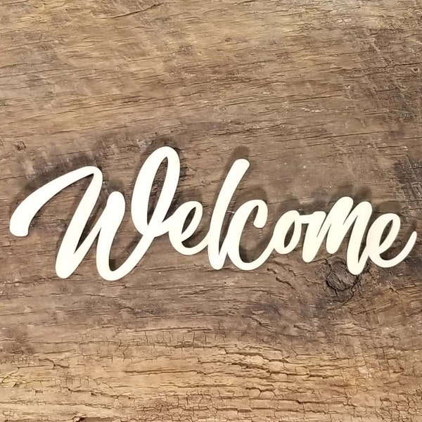 3 Sizes Available - Fun 1/8" Thick "Welcome" Wood Laser Cut Word For Wood Crafts and Signs