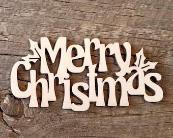 Fun "Merry Christmas" 1/8" Thick Wood Laser Cutout - A Big Red's Craft Barn Exclusive!