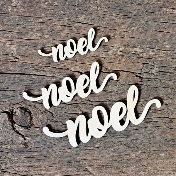 NEW 4 Sizes Available - Pretty 1/8" Thick "noel" Wooden Laser Cut Word For Wood Crafts, Signs, Scrapbooking Etc.