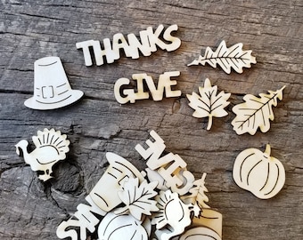 Wood Laser Cut "Thanksgiving Minis" Assorted Cutouts - 1/8" Thick - NEW! 2 Sizes Available - A Big Red's Craft Barn Exclusive!