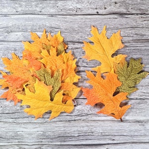 Life Size Silk Fall Oak Leaves with Stems - 7" x 5" - Package of 15 Assorted Color Leaves - These even sound like real leaves!