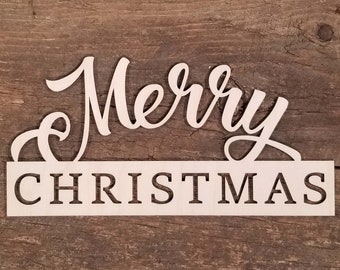 Large, Fancy "Merry Christmas Sign" 1/8" Thick Wood Laser Cutout- A Big Red's Craft Barn Exclusive!