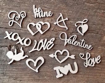 Lovely "Valentine Minis" Wood Laser Cutouts Assortment Package - 26 Assorted Pieces Per Bag - A "Big Red's Craft Barn" Exclusive!