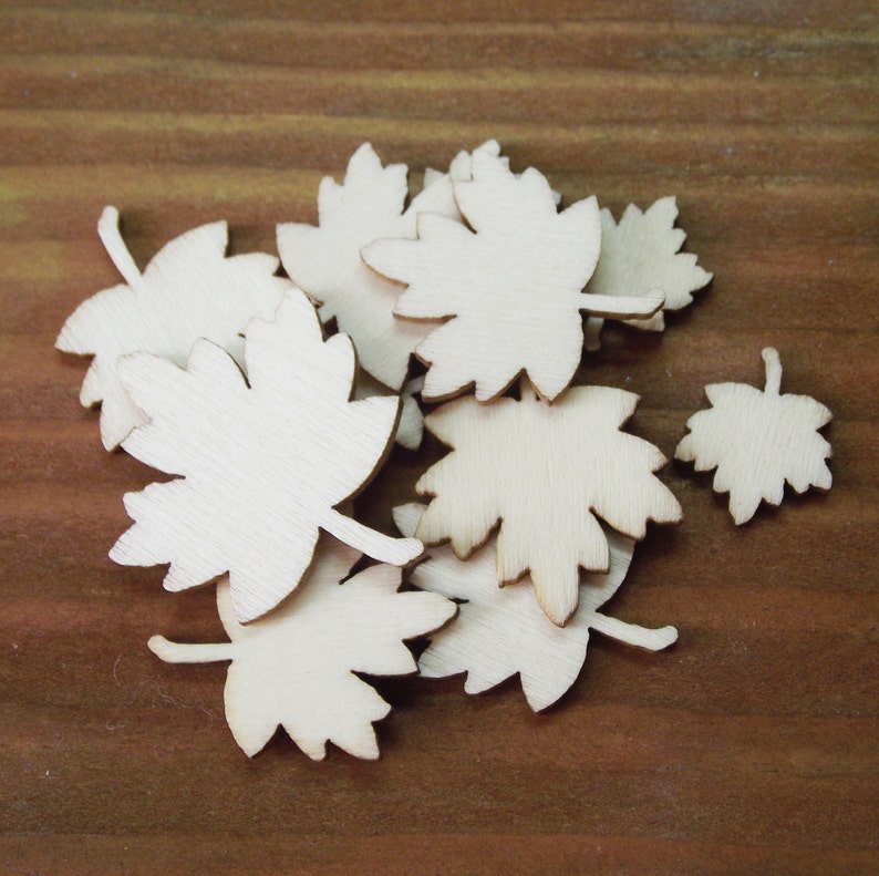 Natural Unfinished Wood Laser Cut Small Maple Leaves in 3 Etsy