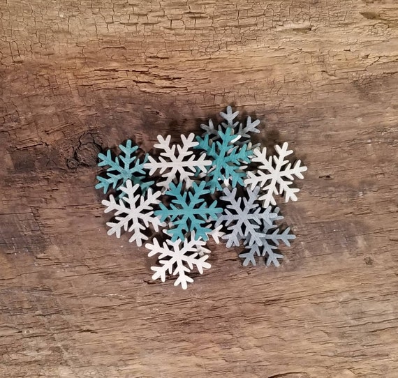 Blue and Gray Pre-painted Wood Laser Cut 1 1/2 Snowflakes Package of 10 for Wood  Crafts, Signs Etc. 