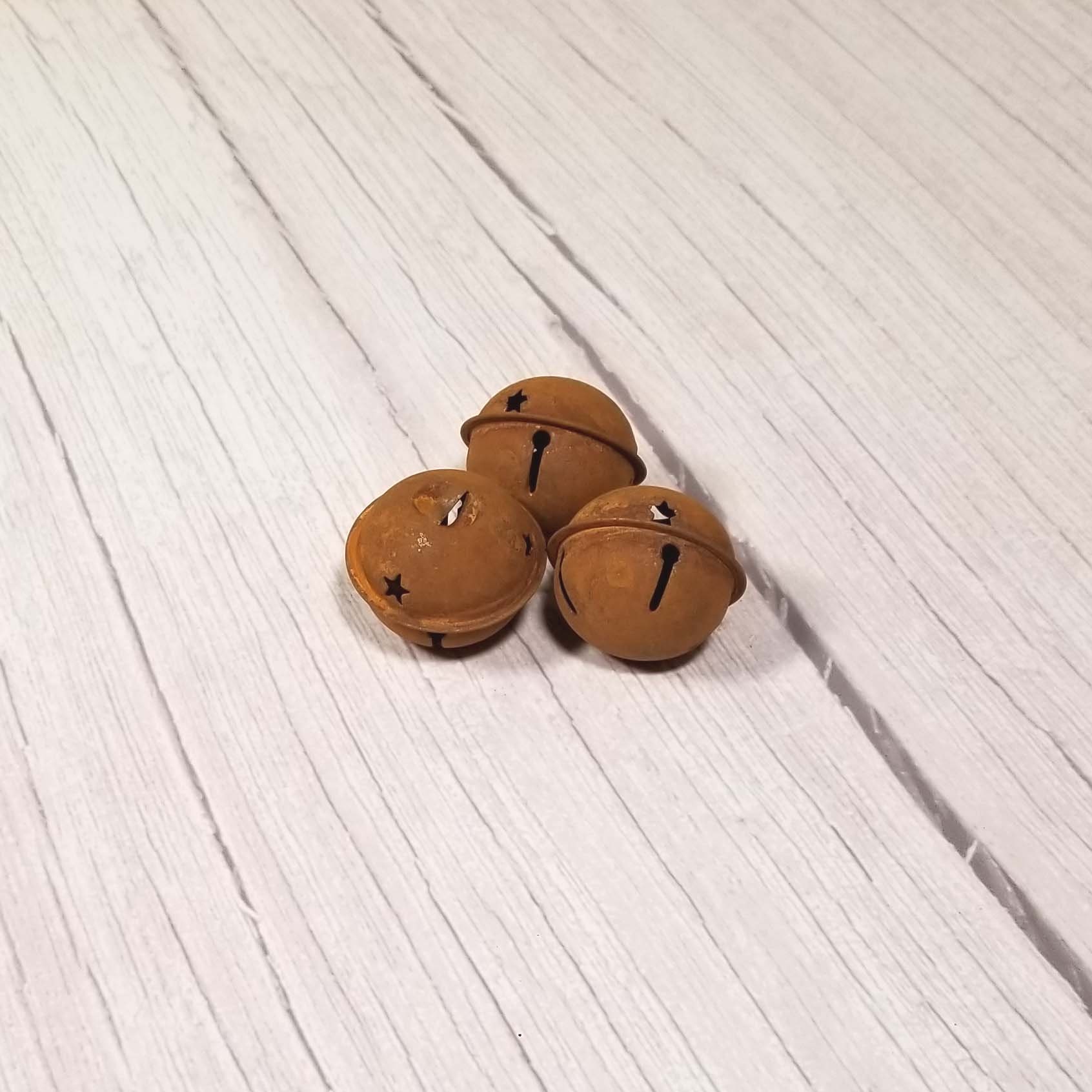  HAPPY DEALS ~ Set of 3, Large 80MM Rusty Jingle Bells with Star  Cutouts, 3.25 inch