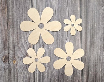 Large Wood Laser Cut Daisies - New! 4 Sizes Available - 1/8" Thick - Daisy Flower Wood Laser Cutouts