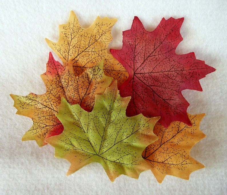 Colorful 3 Silk Fall Maple Leaves in 10 Assorted Colors Etsy