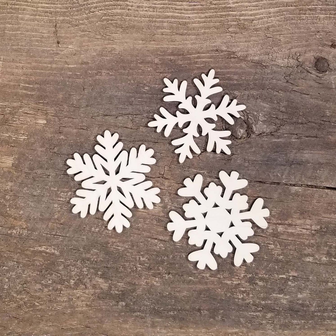 Package of 3 Large Unfinished Snowflake Laser Wood Cutouts - Perfect ...