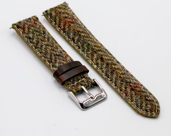 Harris Tweed Herringbone Pistachio Watch Strap (18mm-20mm-22mm)