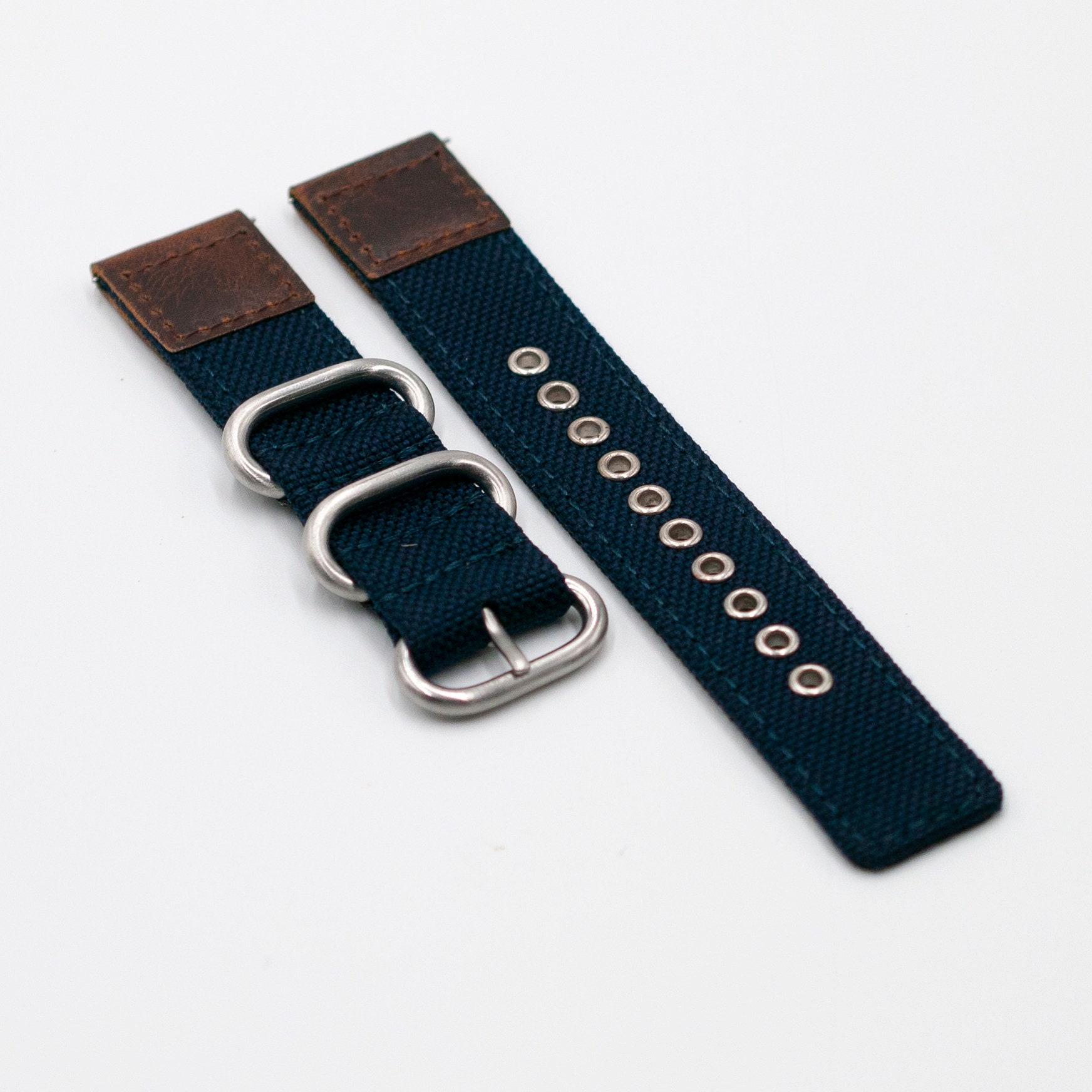Cordura Navy Blue Zulu Oiled Leather Watch Strap | Etsy