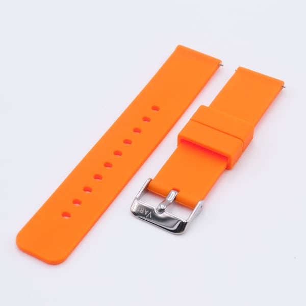 Fire Orange Quick Release Silicone Watch Strap (20mm-22mm)