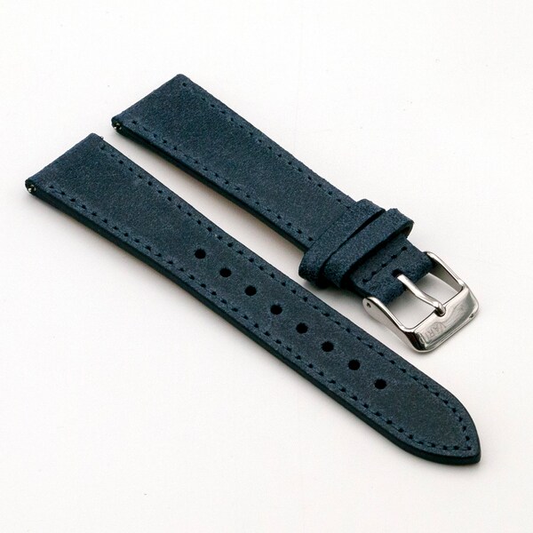 Vintage Distressed Italian Leather Navy Blue Watch Strap with Quick Release (18mm-19mm-20mm-22mm)