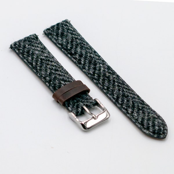 Bracelet de montre en tweed à chevrons Harris Rolling Smoke (18 mm-20 mm-22 mm)