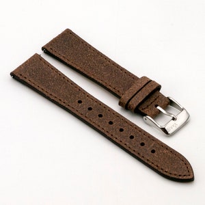 Vintage Distressed Italian Leather Mocha Brown Watch Strap with Quick Release (18mm-19mm-20mm-22mm)