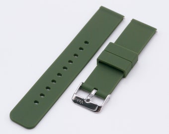 Olive Green Quick Release Silicone Watch Strap (20mm-22mm)