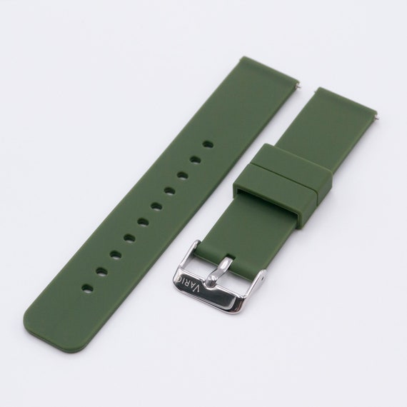 Buy Olive Green Quick Release Silicone Watch Strap 20mm-22mm