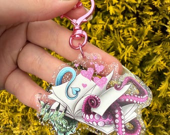 Monster Romance Book Glitter Keychain