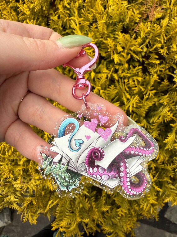 Monster Romance Book Glitter Keychain