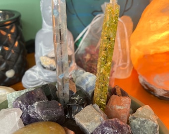 Personalizowany kryształowy długopis: Lapis Lazuli i fluoryt – ustawienie intencji