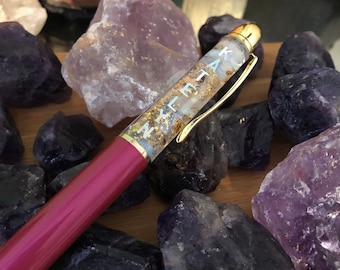 Custom Crystal Pen*Personalized Name Pen*Refillable Ink**Rose Quartz, Amethyst, Opal, Howlite Turquoise, Blue Quartz, Fluorite*Birth Stones*