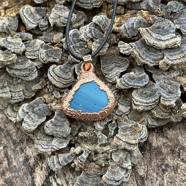 Blue Slag Electroformed Necklace/Blue Necklace/Copper Vintage Slag Pendant/Electroformed Necklace/Gift for Her/Gift for Mom