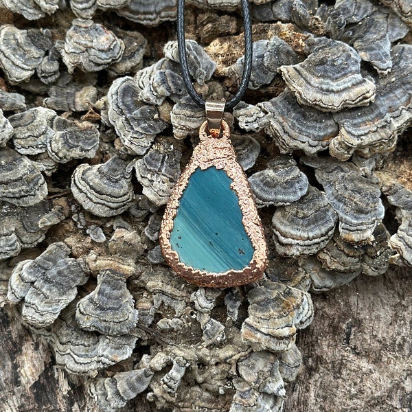 Multicolor Blue Electroformed Slag Necklace/Copper Electroformed Jewelry/Blue Slag Jewelry/Electroformed Copper Vintage Slag Pendant/Unique