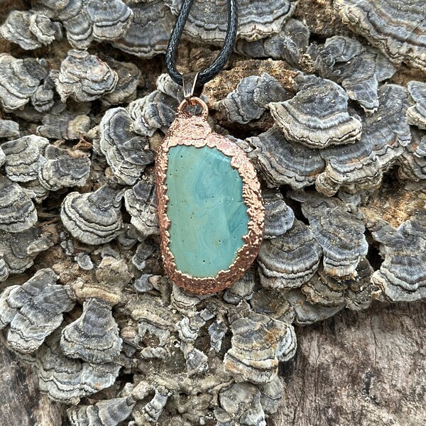 Greenish Blue Electroformed Slag Necklace/Vintage Iron Ore Slag/Copper Electroformed/Copper Slag Necklace/Unique Gift/Rock Collectors