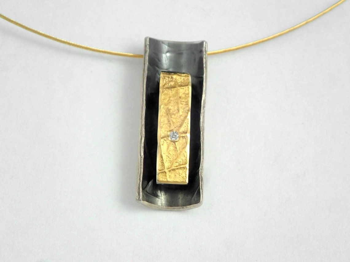 The Bobsleigh Gold and Silver Pendant With a Small Diamond - Etsy