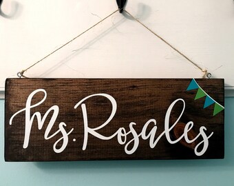 apple teacher name sign etsy