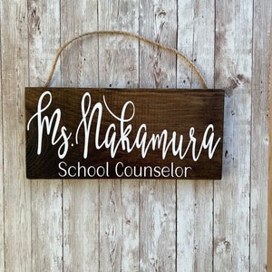 Personalized School Psychologist, Counselor,  Hanging Name Sign,  Thoughtful Educator Gift  Appreciation for Dedicated Professionals