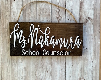 Personalized School Psychologist, Counselor,  Hanging Name Sign,  Thoughtful Educator Gift  Appreciation for Dedicated Professionals