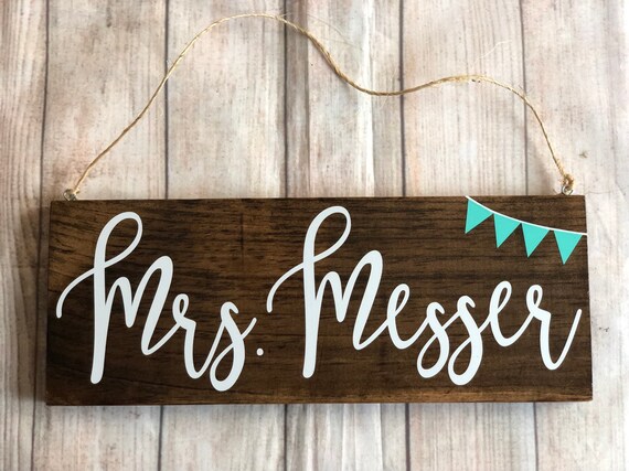 Teacher Gift Teacher Name Sign Teacher Door Hanging Sign Etsy