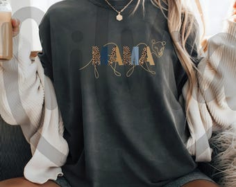 Katoenen T-shirt Mama voor dames met luipaardprint MAMA graphic T-shirt, cadeau voor moeders huisdier Moms and Mothers Day